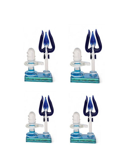 Beautiful Crystal Shivling with Shesh Naag Idols | Set of 4 | 3 x 2 inches