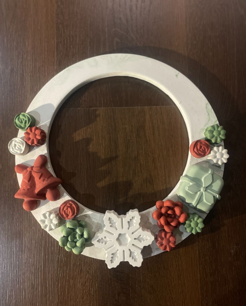 Snowflake Grace Wreath Handcrafted Concrete Winter Decor | 12 x 1 inches