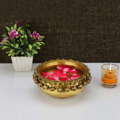 Decorative Ghungroo Urli Flower Bowl Showpiece