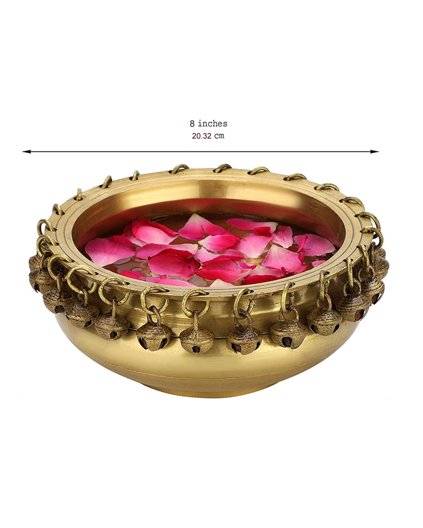 Decorative Ghungroo Urli Flower Bowl Showpiece 8 inches