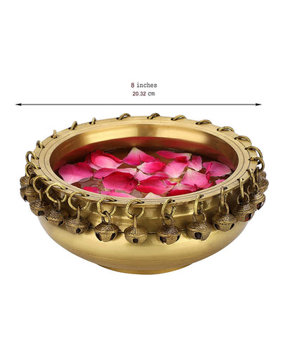 Decorative Ghungroo Urli Flower Bowl Showpiece 8 inches