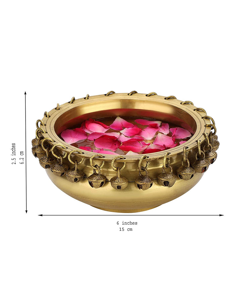 Decorative Ghungroo Urli Flower Bowl Showpiece 6 inches