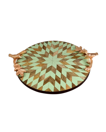 Round Resin & Wooden Patch Work Tray
