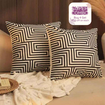 Puzzle Design Printed Cushion Covers | Set of 2 | 16 x 16 Inches