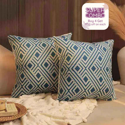 Contemporary Design Polyester Cushion Covers | Set of 2 | 16 X 16 Inches