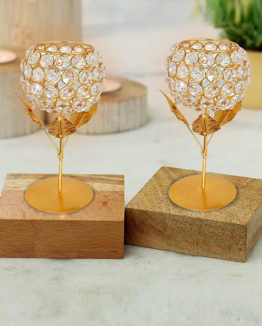 Crystal Iron Tealight Candle Holders Set of 2