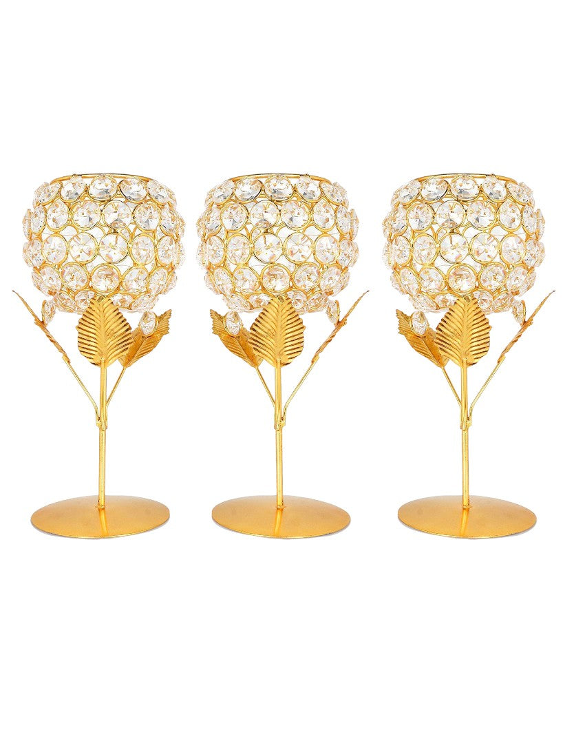 Crystal Iron Tealight Candle Holders Set of 3