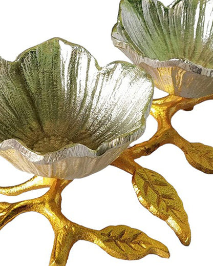 Electroplated Aluminum Flower Shape Serving Bowls | Set of 2