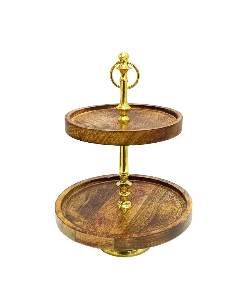 2 Tier Wooden Round Cake Stand