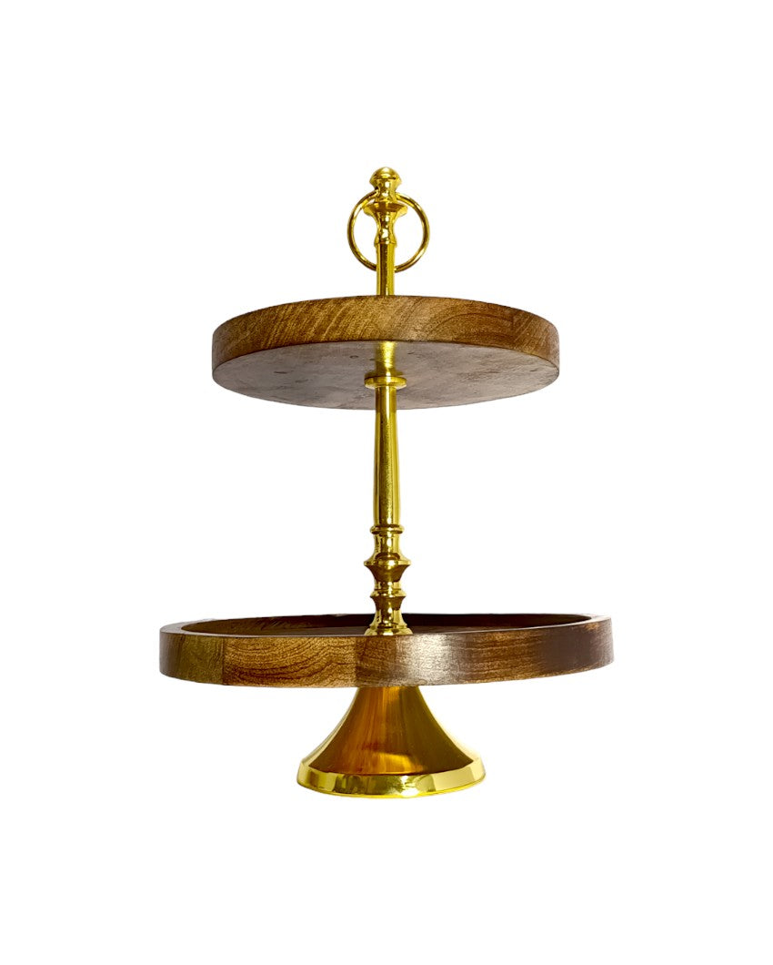 2 Tier Wooden Round Cake Stand