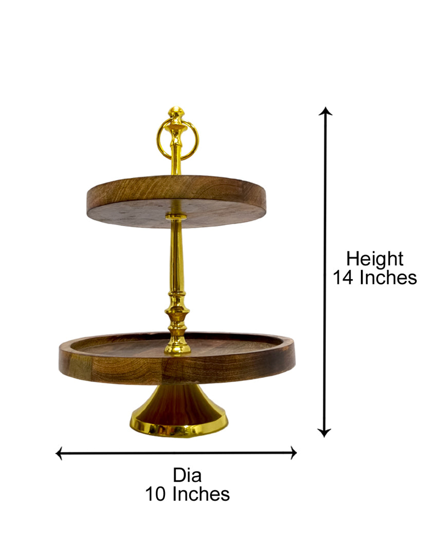 2 Tier Wooden Round Cake Stand