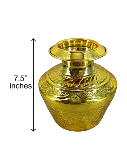 Pooja Articles Brass Kalash Lota 8 inches ( Medium)