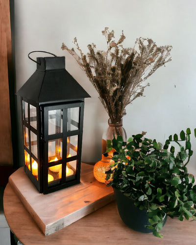 Small Square check Black Iron Hanging Lantern