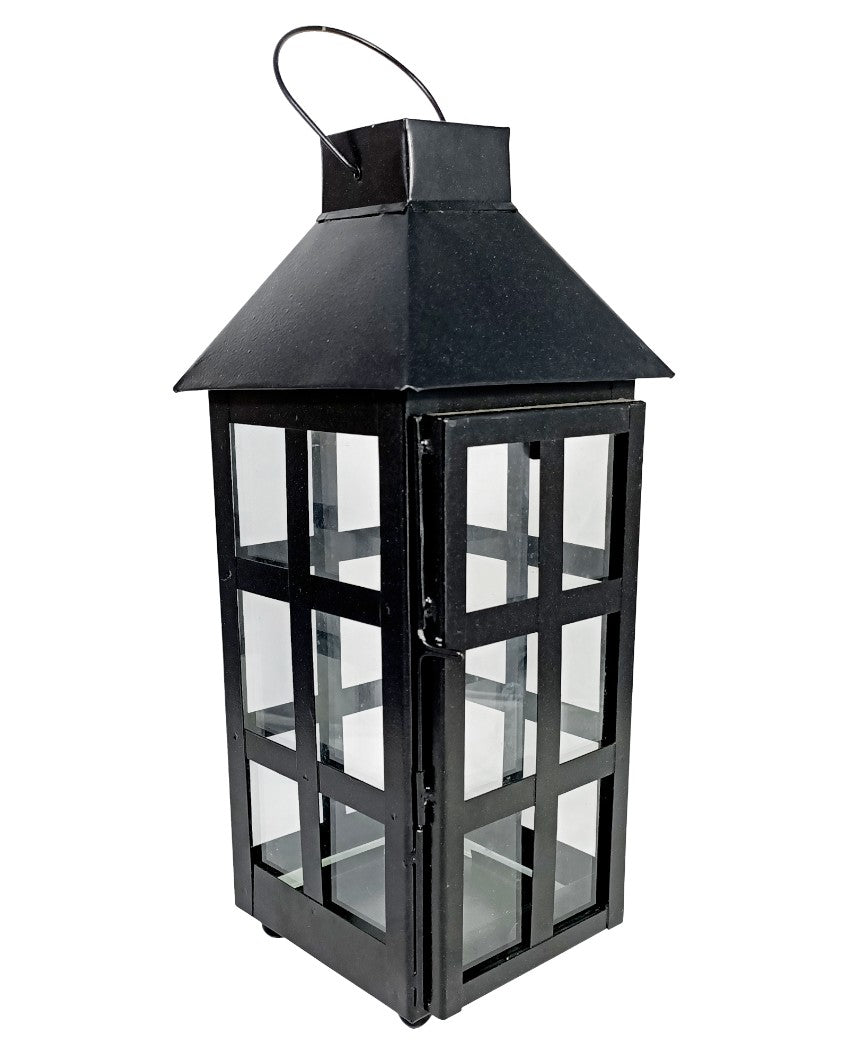 Small Square check Black Iron Hanging Lantern