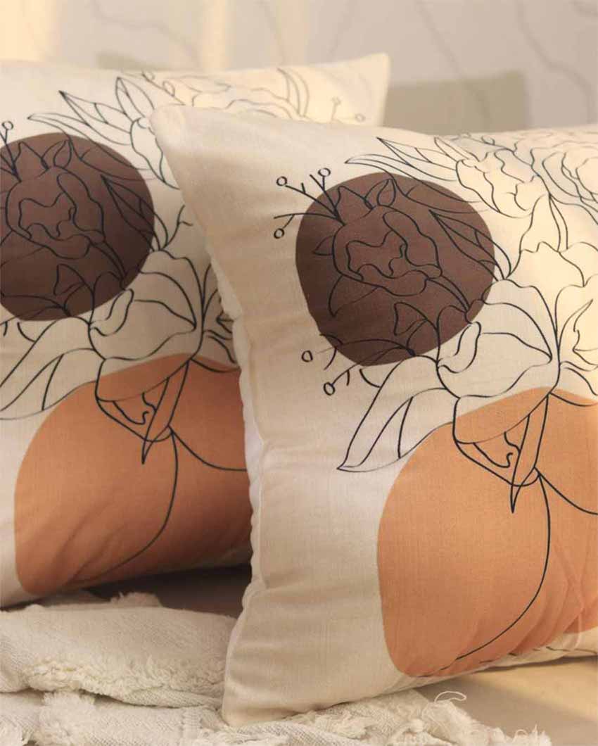 Mother Nature Face Printed Cushion Covers | Set of 2 | 16 X 16 Inches