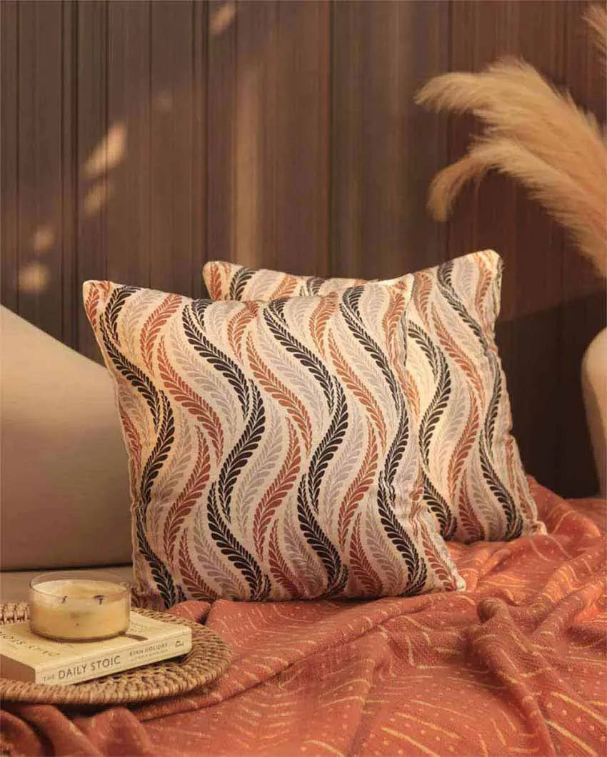 Waves Desgin  Cushion Covers | Set of 2 | 16 X 16 Inches