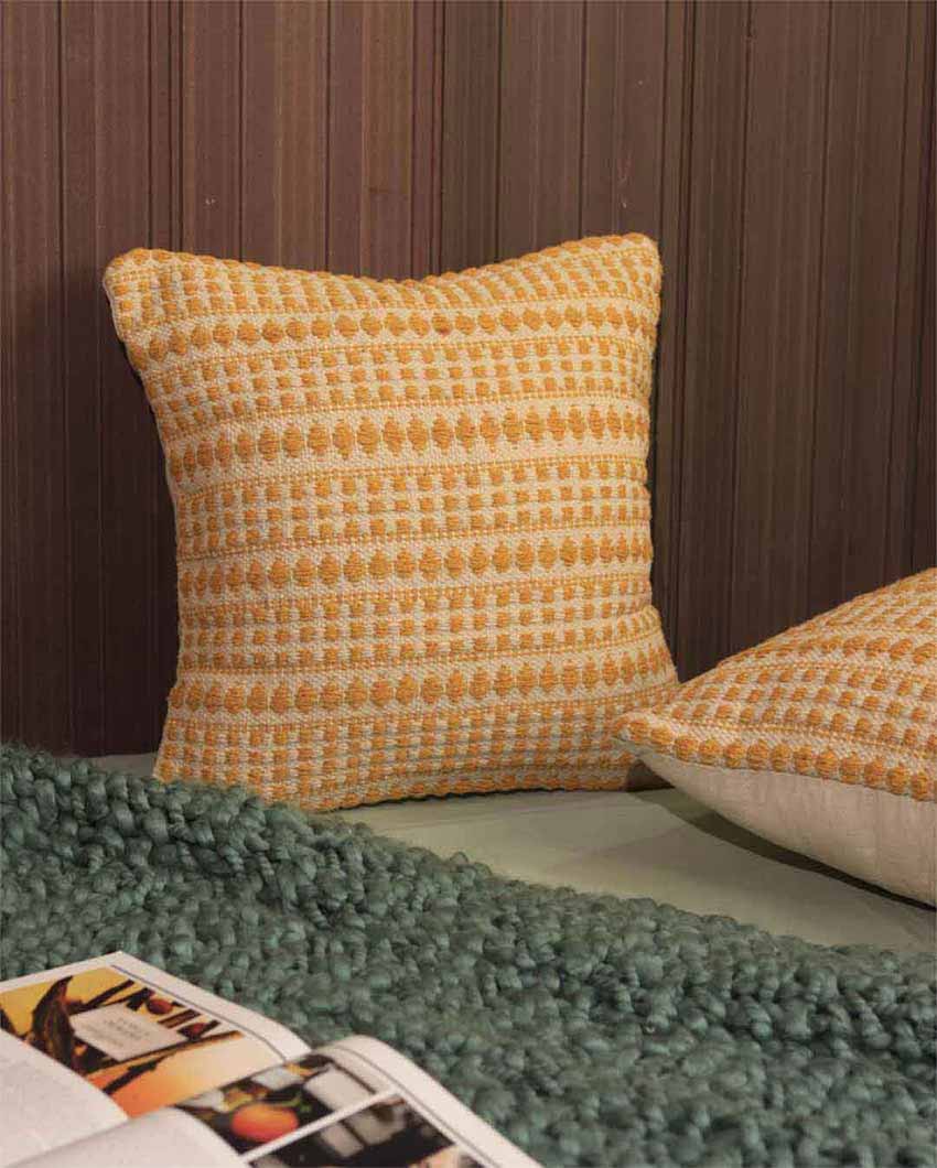 Dotted Woven Design Cushion Covers | Set of 2 | 16 X 16 Inches