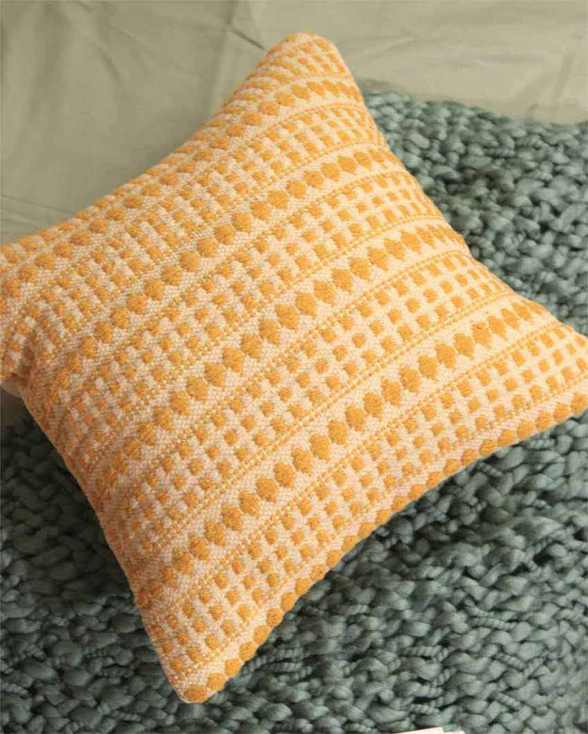 Dotted Woven Design Cushion Covers | Set of 2 | 16 X 16 Inches