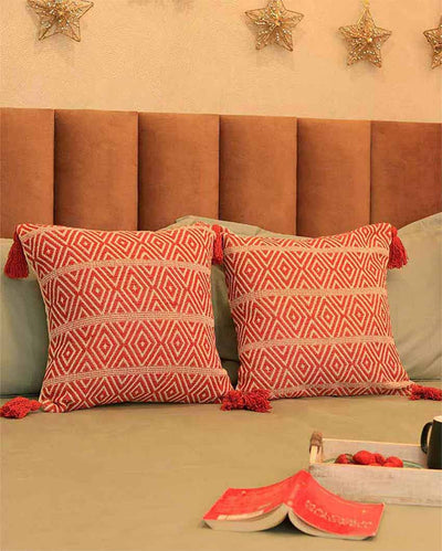 Ancestral Design Woven Cushion Covers | Set of 2 | 16 X 16 Inches