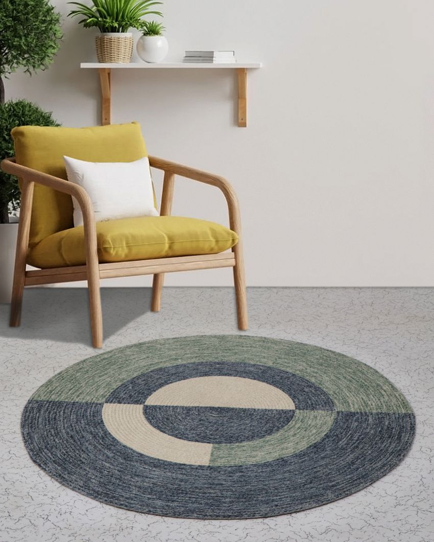 Vibrant Prints Round Cotton Rug | 35 inches