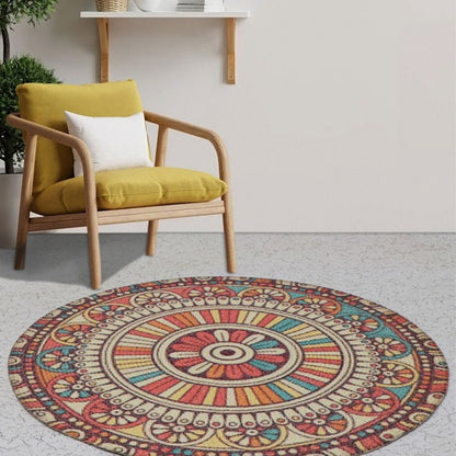 Whimsical Wonders Round Printed Cotton Rug for Cozy Living | 35 inches