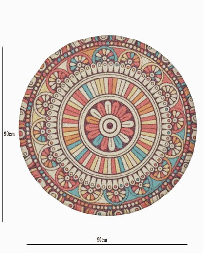 Whimsical Wonders Round Printed Cotton Rug for Cozy Living | 35 inches