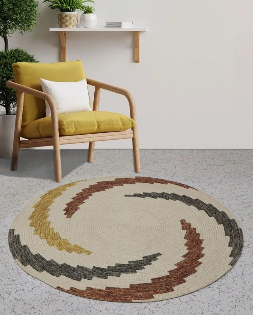 Elegant Cotton Round Rug with Unique Print Designs | 35 inches