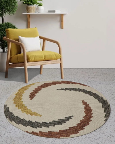 Elegant Cotton Round Rug with Unique Print Designs | 35 inches