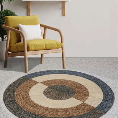 Colorful Harmony Round Cotton Rug with Trendy Patterns | 35 inches