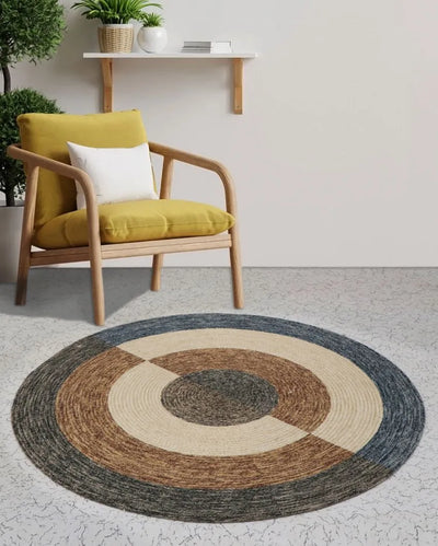 Colorful Harmony Round Cotton Rug with Trendy Patterns | 35 inches