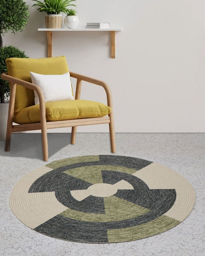 Modern Flair Round Rug in Printed Cotton for Contemporary Spaces | 35 inches