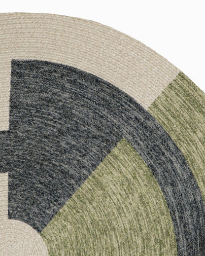 Modern Flair Round Rug in Printed Cotton for Contemporary Spaces | 35 inches