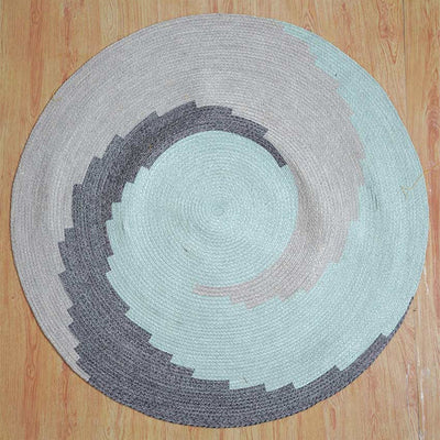 Sophisticated Prints on a Round Cotton Rug | 35 inches