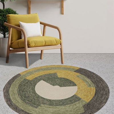 Classic and Contemporary Round Cotton Rug with Elegant Prints | 35 inches