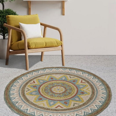 Luxury Printed Cotton Round Rug for Your Home | 35 inches