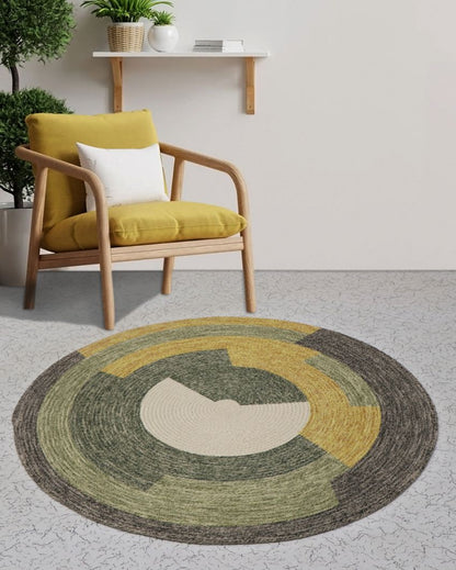 Classic and Contemporary Round Cotton Rug with Elegant Prints | 35 inches