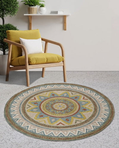 Luxury Printed Cotton Round Rug for Your Home | 35 inches