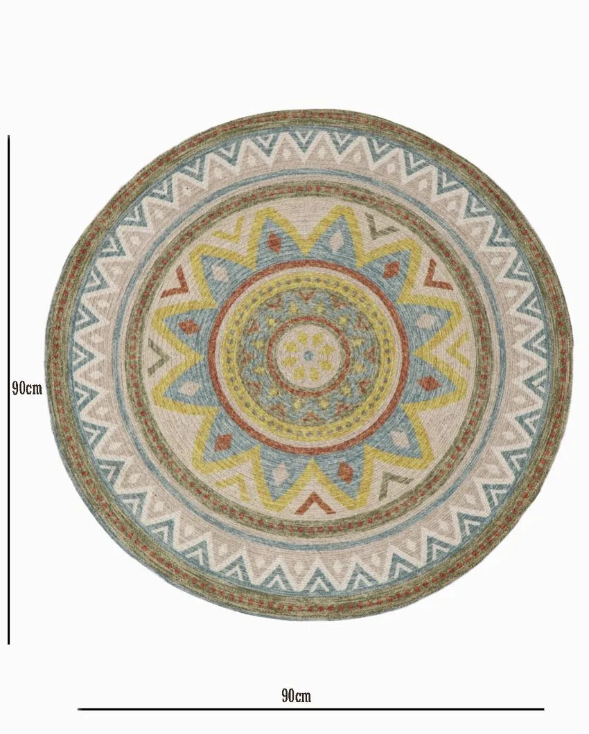 Luxury Printed Cotton Round Rug for Your Home | 35 inches