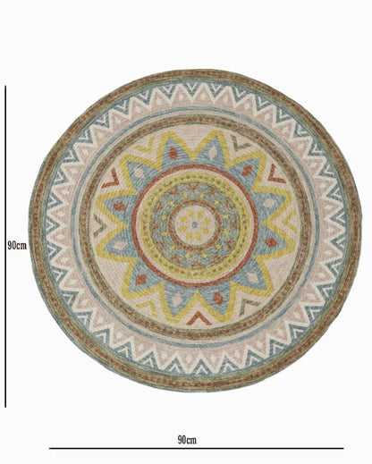 Luxury Printed Cotton Round Rug for Your Home | 35 inches