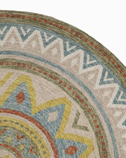 Luxury Printed Cotton Round Rug for Your Home | 35 inches