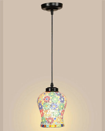 Colorful Little Florals Mosaic Glass Hanging Lamp | 4.5 x 20 inches