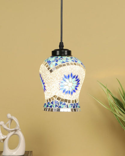 Turkish Design Mosaic Glass Hanging Lamp | 4.5 x 20 inches