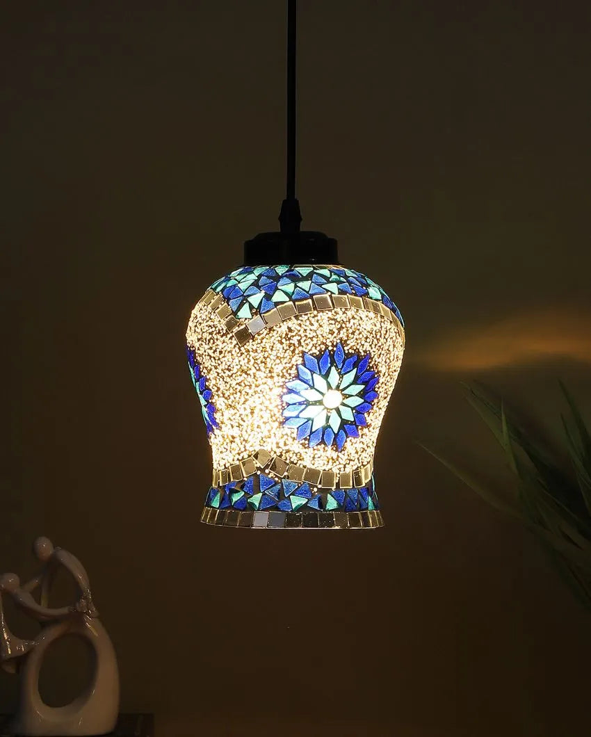 Turkish Design Mosaic Glass Hanging Lamp | 4.5 x 20 inches