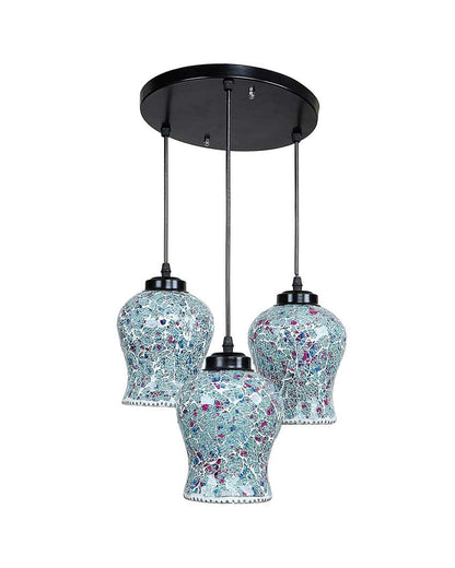 Colorful Crystal Stone Design Mosaic Glass Three Hanging Lamps | 10 x 20 inches