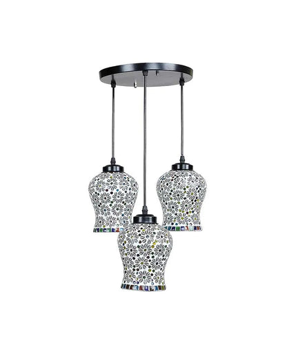 Colorful Little Florals Mosaic Glass Three Hanging Lamps | 10 x 20 inches