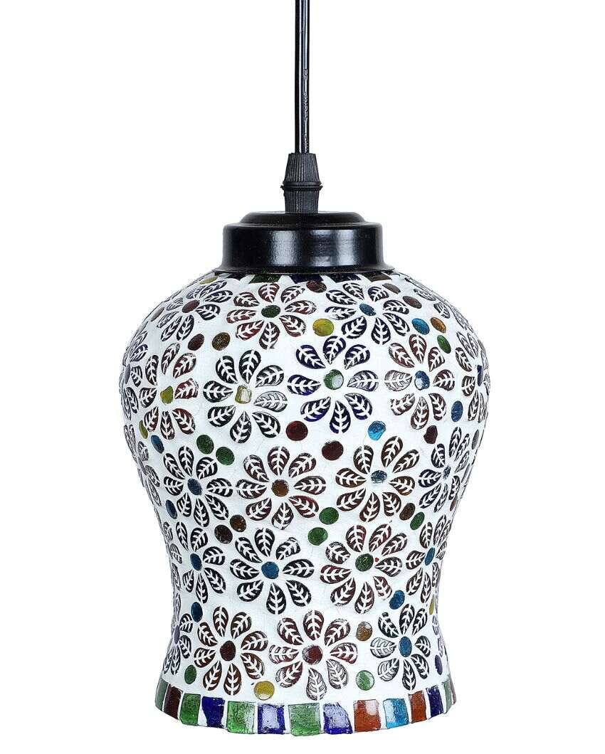 Colorful Little Florals Mosaic Glass Three Hanging Lamps | 10 x 20 inches