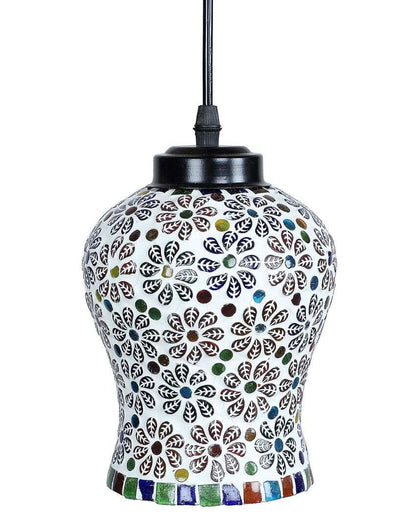 Colorful Little Florals Mosaic Glass Three Hanging Lamps | 10 x 20 inches