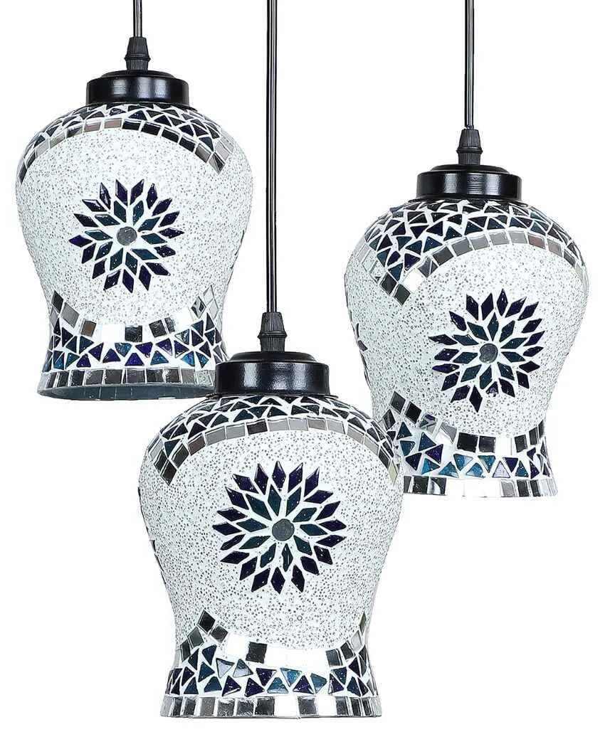 Turkish Design Mosaic Glass Three Hanging Lamps | 10 x 20 inches