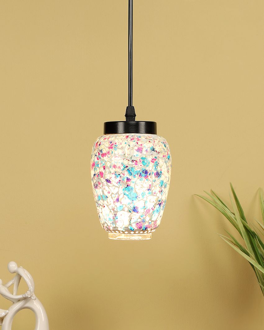 Retro Shell Style Multicolor Mosaic Glass Hanging Lamp | 4 x 20 inches