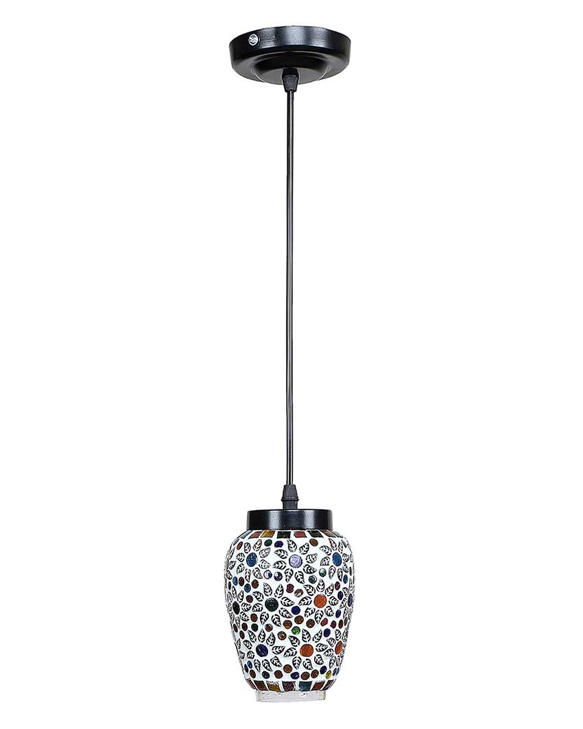 Multicolor Floral Design Mosaic Glass Hanging Lamp | 4 x 20 inches